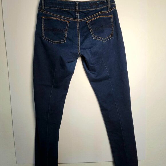 Indigo Rein Dark Wash Skinny Women's Jeans Size 11 Midrise Stretch Cotton Blend - Picture 11 of 13
